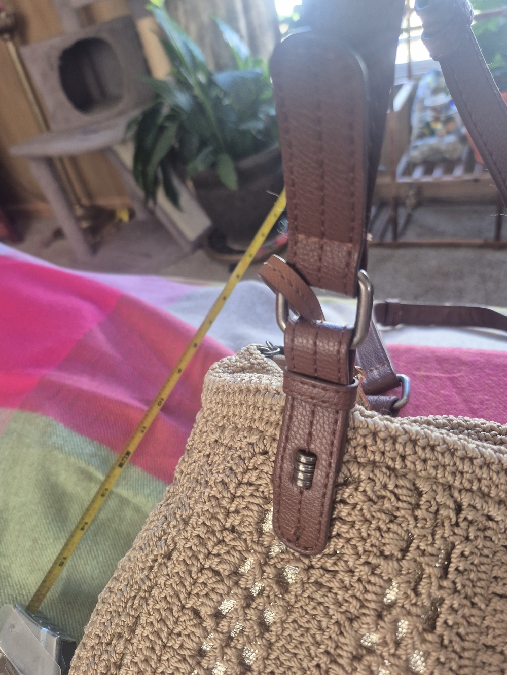 The Sak Beige Crochet "Sliverwood Shopper" with Brown Leather Handles - Picture 6 of 7